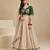 Bottle green and beige embroidered tissue organza lehenga set