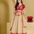 Red and beige embroidered tissue organza lehenga set