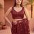 Maroon sequinned net designer saree
