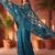 Teal embellished sequinned net designer saree