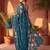 Teal embellished sequinned net designer saree