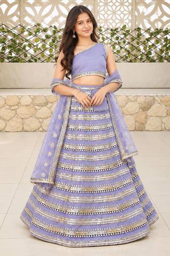 Lilac sequins embroidered georgette lehenga set