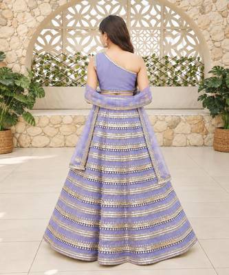 Lilac sequins embroidered georgette lehenga set 2