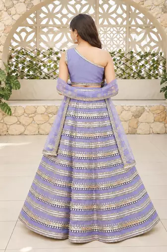 Lilac sequins embroidered georgette lehenga set