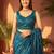 Teal embellished sequinned net designer saree