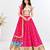 Off white embroidered choli with coral bandhej lehenga set