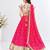 Off white embroidered choli with coral bandhej lehenga set