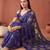 Navy blue sequinned net designer saree