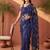 Navy blue sequinned net designer saree