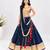 Mustard embroidered choli with royal blue bandhej lehenga set