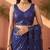 Navy blue sequinned net designer saree