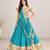 Mustard embroidered choli with aqua green bandhej lehenga set