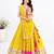 Off white embroidered choli with yellow bandhej lehenga set