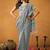 Grey ethnic motifs linen blend handloom saree