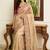 Beige embroidered banarasi sarees with unstitched blouse piece