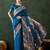 Teal woven design banarasi saree with blouse piece
