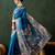 Teal woven design banarasi saree with blouse piece