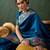 Teal woven design banarasi saree with blouse piece