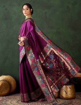 Purple woven design sarees 2