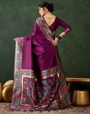 Purple woven design sarees 3