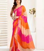 Multicolor linen printed ready to wear saree