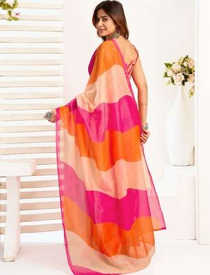 Multicolor linen printed ready to wear saree 2