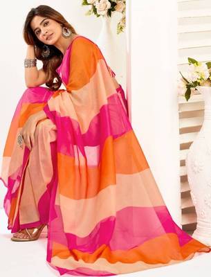 Multicolor linen printed ready to wear saree 4