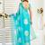 Turquoise sky blue linen printed ready to wear saree