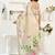 Beige off white linen printed ready to wear saree