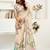 Beige off white linen printed ready to wear saree