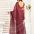 Maroon maroon linen printed ready to wear saree