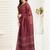 Maroon maroon linen printed ready to wear saree