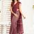 Maroon maroon linen printed ready to wear saree