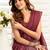 Maroon maroon linen printed ready to wear saree