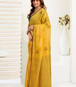 Yellow yellow linen printed ready to wear saree