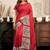Red red & white linen printed ready to wear saree