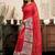 Red red & white linen printed ready to wear saree