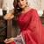 Red red & white linen printed ready to wear saree