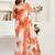 Off white orange & white linen printed ready to wear saree
