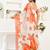 Off white orange & white linen printed ready to wear saree