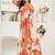 Off white orange & white linen printed ready to wear saree