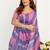 Multicolor lavender linen printed ready to wear saree