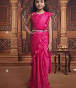 Pink girls ready to wear sarees
