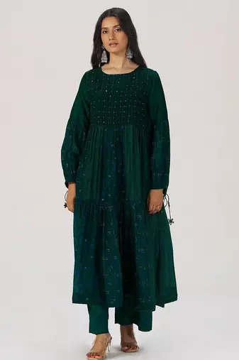 Deep green panelled festive co-ord set