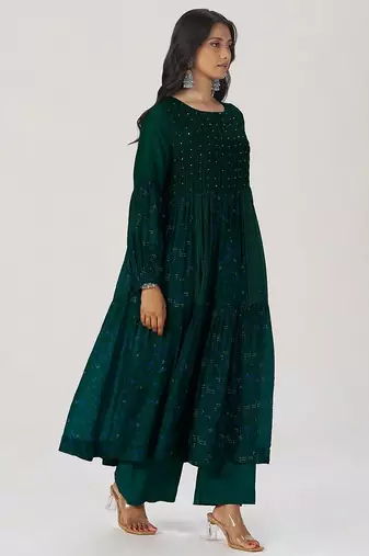 Deep green panelled festive co-ord set