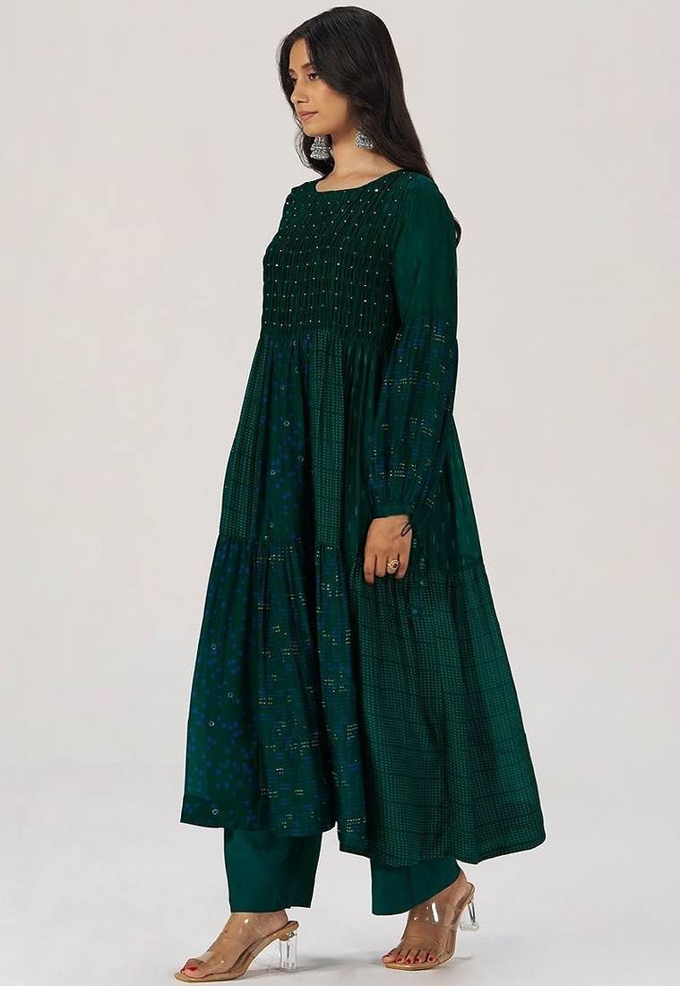 Deep green panelled festive co-ord set