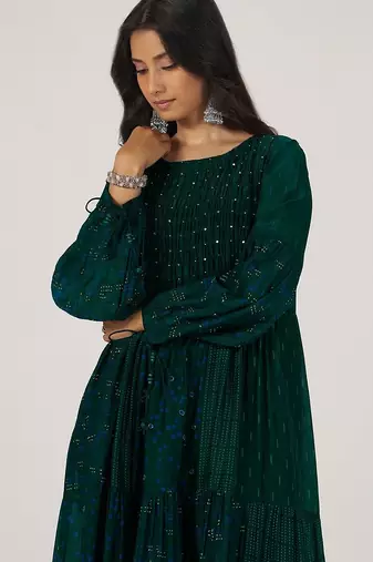 Deep green panelled festive co-ord set