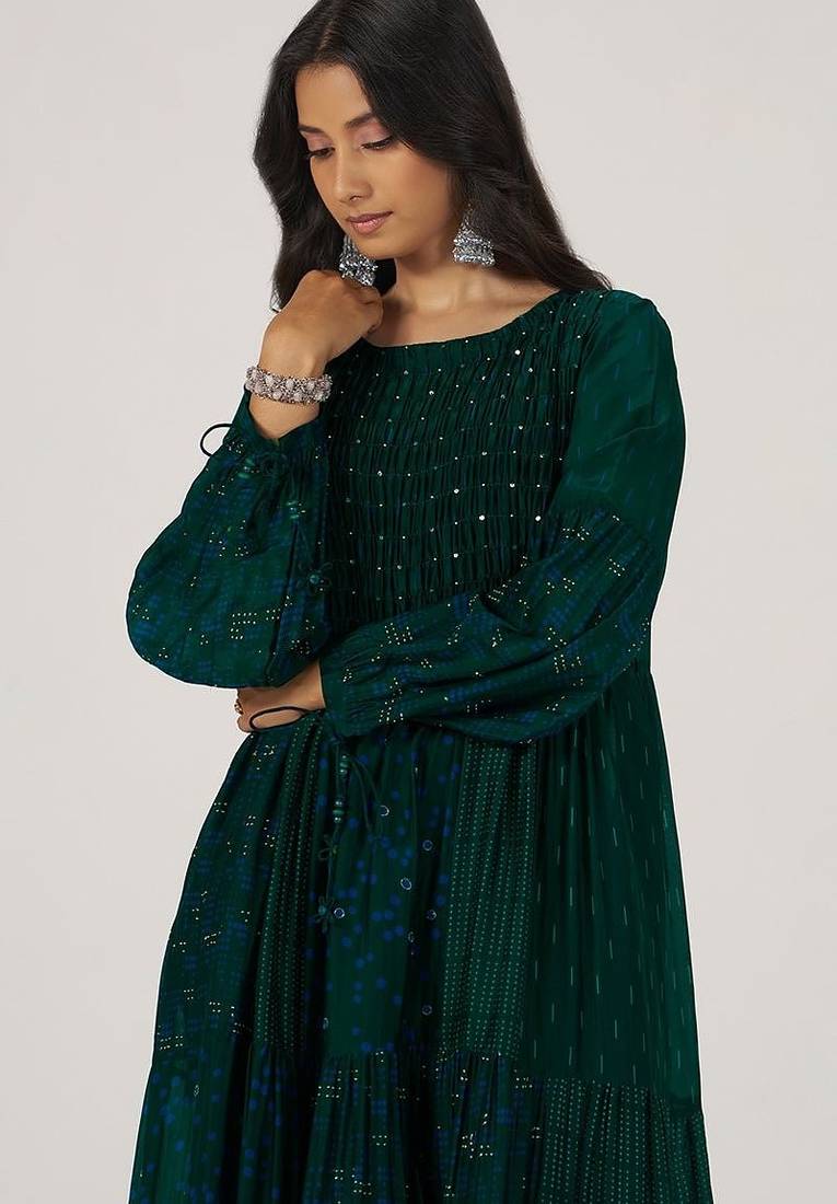 Deep green panelled festive co-ord set