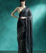 Teal embroidery saree with blouse piece