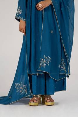 Deep riverside blue festive kurta set 2